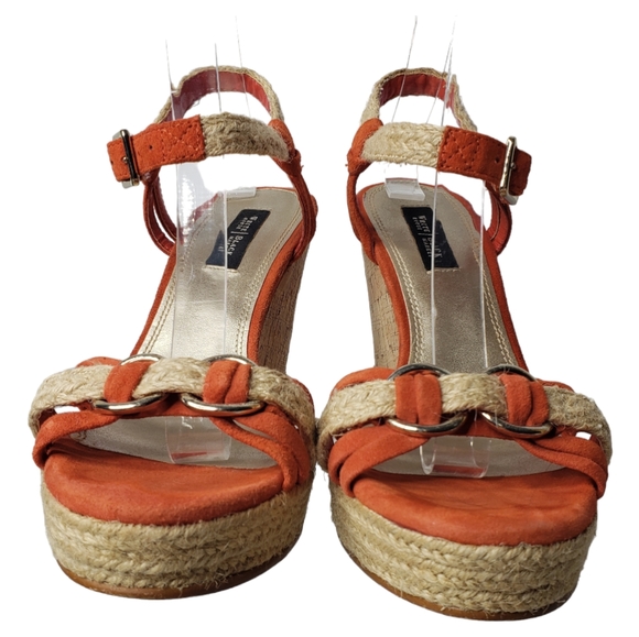 White House Black Market Jupiter Terra Cotta Suede Strappy Wedge Espadrilles 7 - Picture 5 of 10